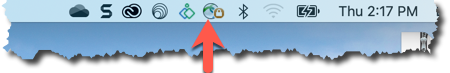 Arrow to Cisco Secure Client icon showing connected in the MacOS Menu Bar
