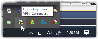 Windows System tray notification that Cisco Secure Client is connected
