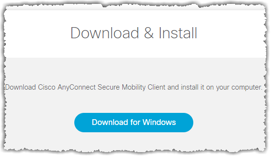 Button to download Cisco Secure Client in Windows